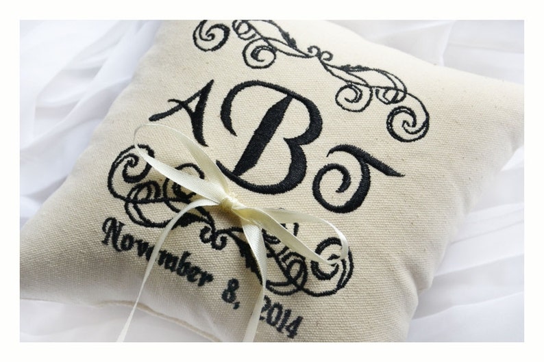 embroidered pillow Ring bearer pillow R37 ring pillow Personalized embroidery wedding pillow wedding ring pillow
