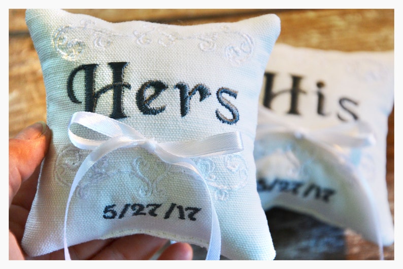Ring Bearer Pillow Set of 2 Pillows His & Hers Ring Bearer Etsy