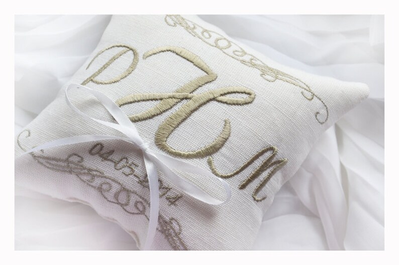 Personalized Monogrammed Ring bearer pillow wedding pillow Etsy