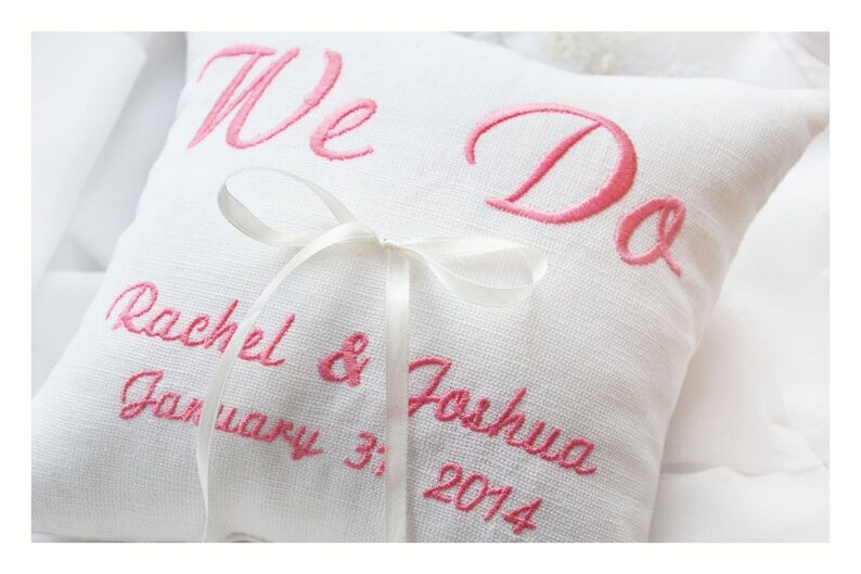 wedding ring pillow We Do ring pillow Ring bearer pillow wedding pillow embroidered pillow BRP1 Personalized ring bearer pillow
