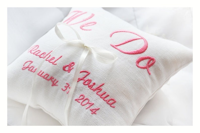 wedding ring pillow We Do ring pillow Ring bearer pillow wedding pillow embroidered pillow BRP1 Personalized ring bearer pillow