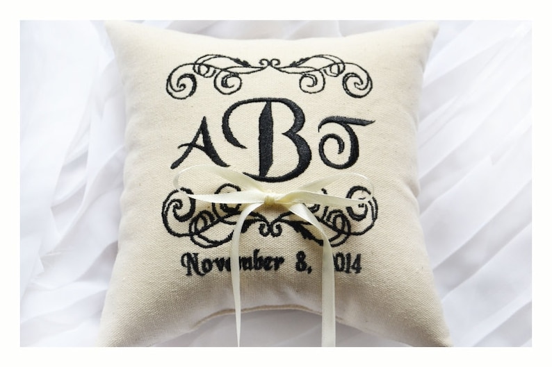 embroidered pillow Ring bearer pillow R37 ring pillow Personalized embroidery wedding pillow wedding ring pillow