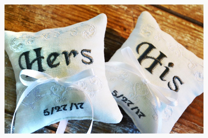 Ring Bearer Pillow Set of 2 Pillows His & Hers Ring Bearer Etsy