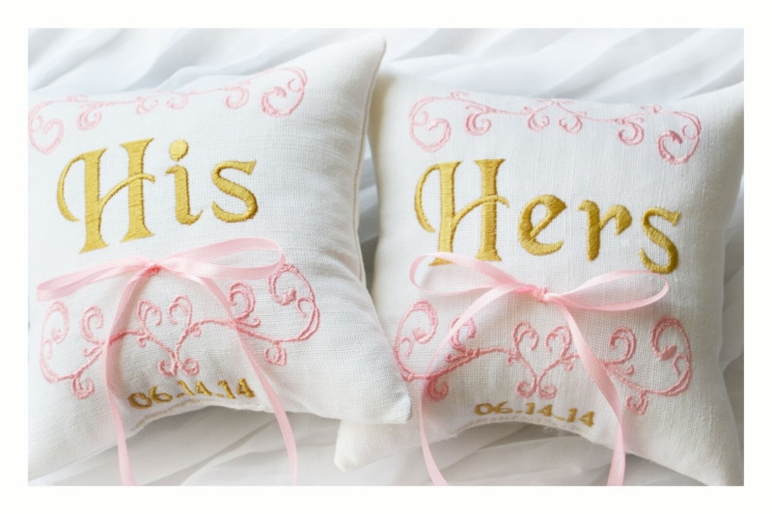 Ring Bearer Pillow Set of 2 Pillows His & Hers Ring Bearer Etsy