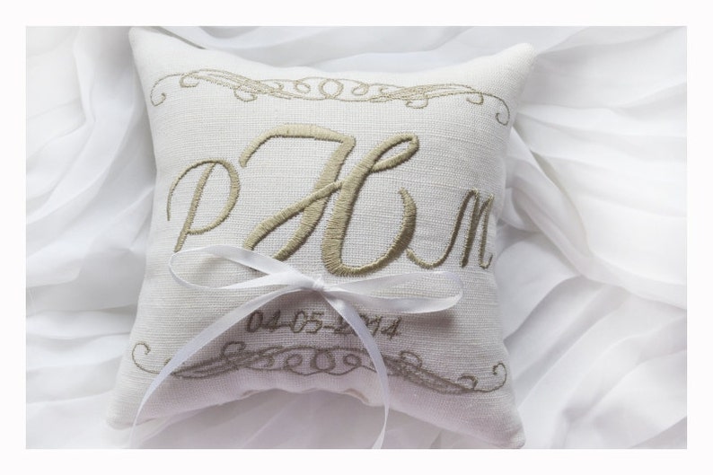 Personalized Monogrammed Ring bearer pillow wedding pillow Etsy