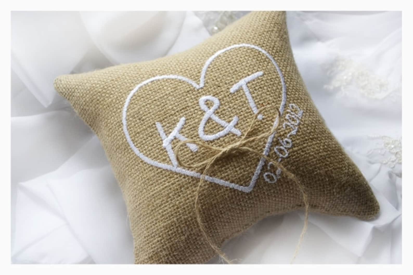 Burlap Wedding Pillow Wedding Ring Pillow Ring Bearer Etsy