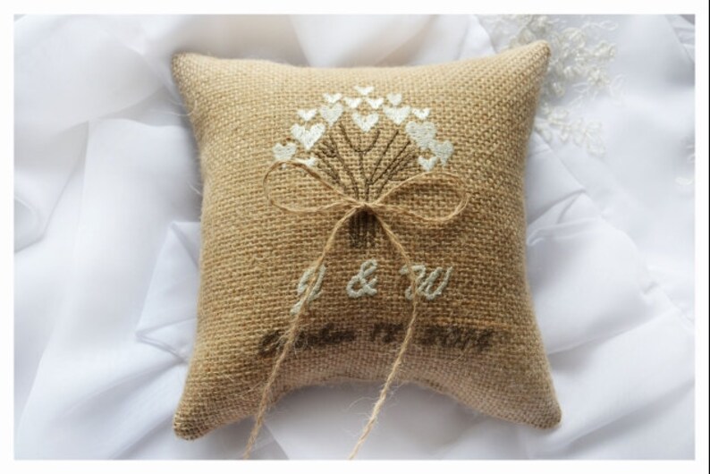 Burlap Wedding Pillow Love Tree Wedding Pillow Ring Bearer Etsy