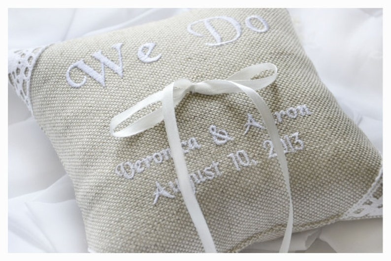 Personalized Linen Wedding ring pillow ring pillow ring Etsy