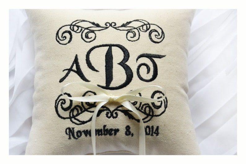 embroidered pillow Ring bearer pillow R37 ring pillow Personalized embroidery wedding pillow wedding ring pillow