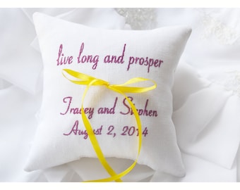 Ring bearer pillow, wedding ring pillow , Linen Monogrammed ring pillow , Custom embroidered ring bearer pillow (R84)