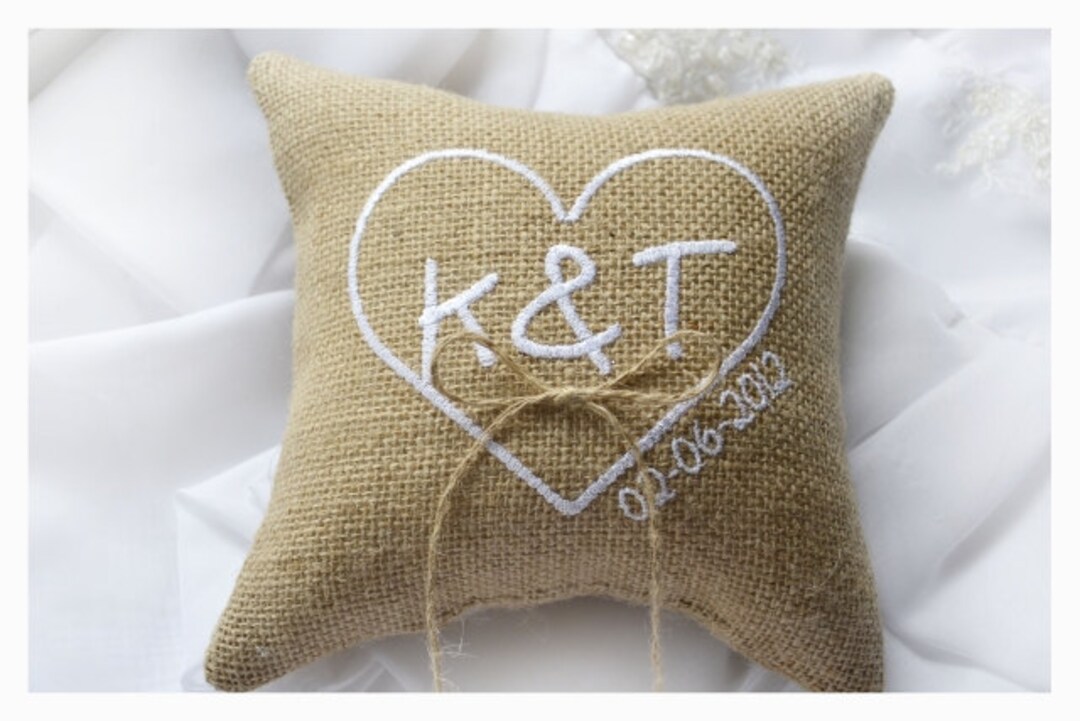 Burlap Wedding Pillow Wedding Ring Pillow Ring Bearer Etsy