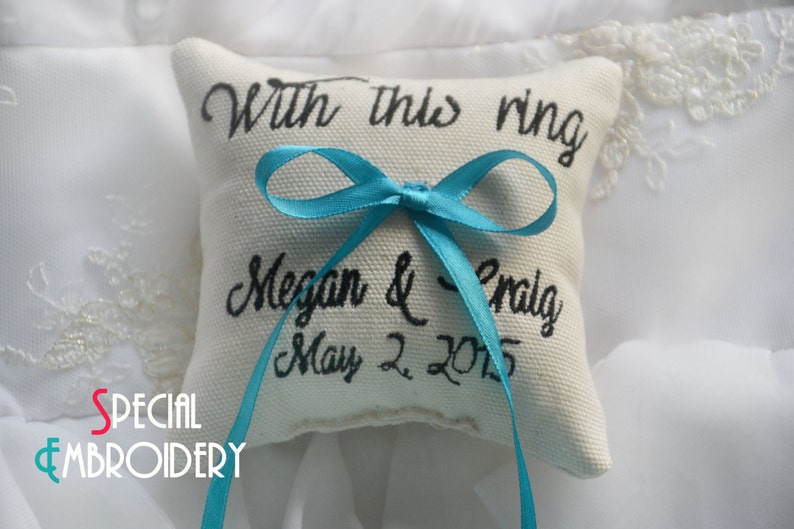 Personalized Wedding ring pillow with this ring ring Etsy