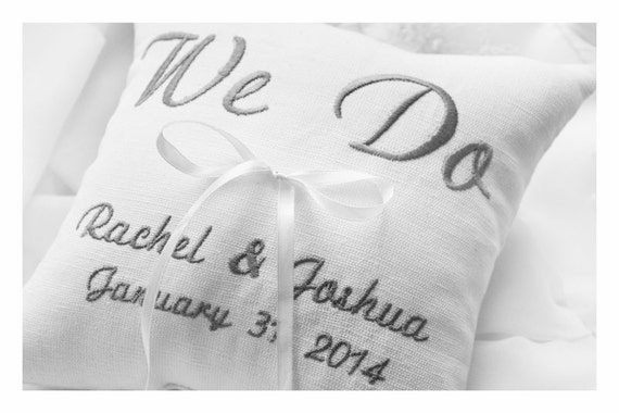 wedding ring pillow We Do ring pillow Ring bearer pillow wedding pillow embroidered pillow BRP1 Personalized ring bearer pillow