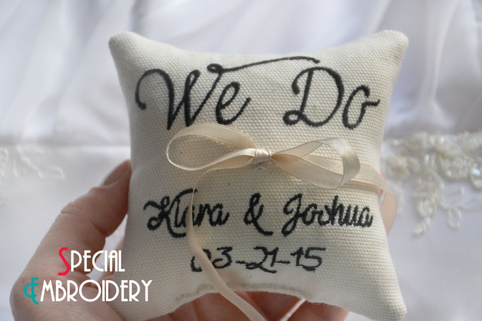 Personalized Wedding ring pillow we do wedding pillow ring Etsy