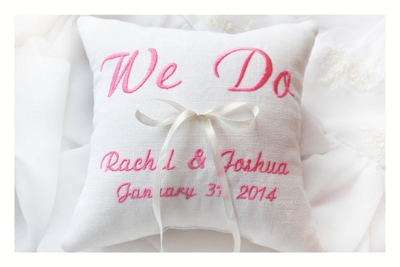 wedding ring pillow We Do ring pillow Ring bearer pillow wedding pillow embroidered pillow BRP1 Personalized ring bearer pillow