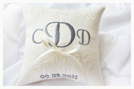 Ring Bearer Pillow Wedding Ring Pillow Monogrammed Ring Etsy