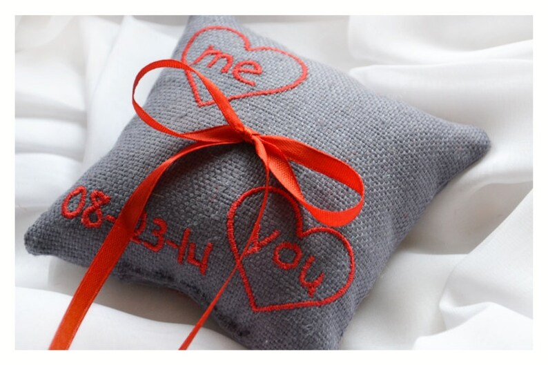 Custom embroidery 4/'x4/' LR17 Heart wedding pillow ring bearer pillow Me /& You Embroidered Wedding ring pillow personalized ring pillow