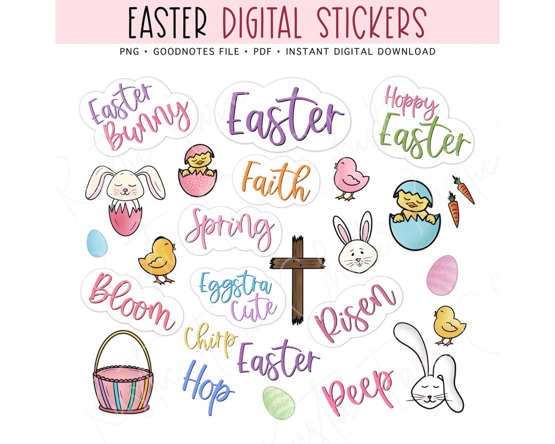 EASTER Digital Stickers for Goodnotes Planner, Cute Pre-cropped ...
