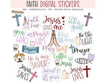 FAITH QUOTES Digital Planner Stickers, Bible Journal Stickers, GoodNotes Stickers, Digital Stickers for GoodNotes, Bonus Stickers