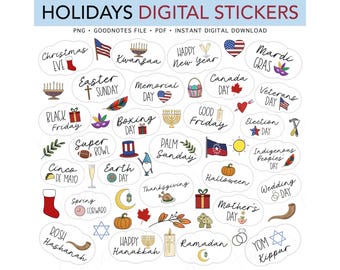 RELIGIOUS Holidays Digital Stickers, National Federal Holidays Pre-cropped Digital Planner Stickers, GoodNotes Stickers, Bonus Stickers