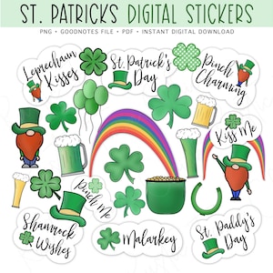 St. Patrick&#39;s Day Digital Stickers: GoodNotes Planner (PNG, PDF)