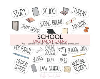 SCHULE Digitale Aufkleber, Studenten, Klasse, Bildung, Lehrer, vorgeschnittene digitale Aufkleber, GoodNotes, Bonus Aufkleber