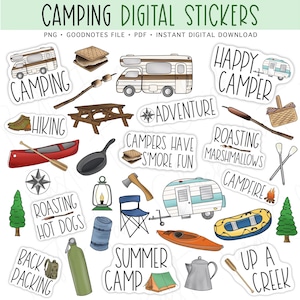 CAMPING & OUTDOORS Digital Planner Stickers, GoodNotes Digital Stickers