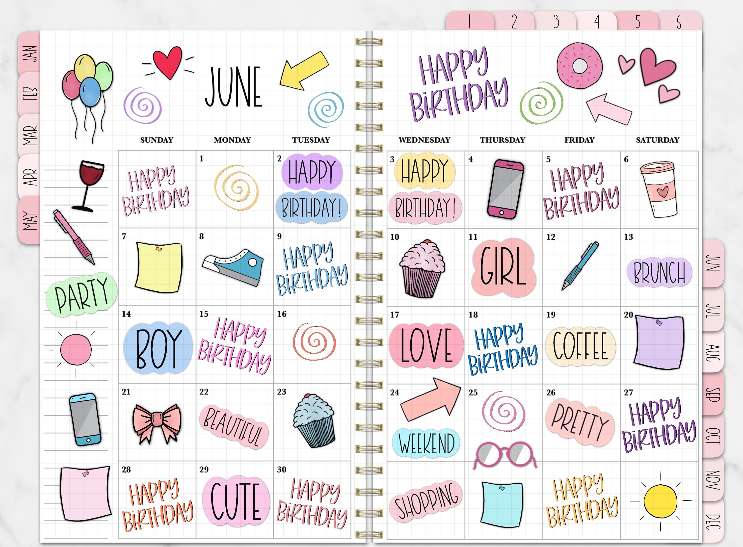 27pcs Cake Party Birthday Stickers For Laptop Scrapbook Ipad Phone