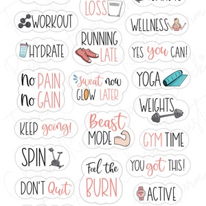 FITNESS Digital Stickers for GoodNotes, Exercise Pre-cropped Digital Planner Stickers, GoodNotes Stickers, Bonus Stickers image 2