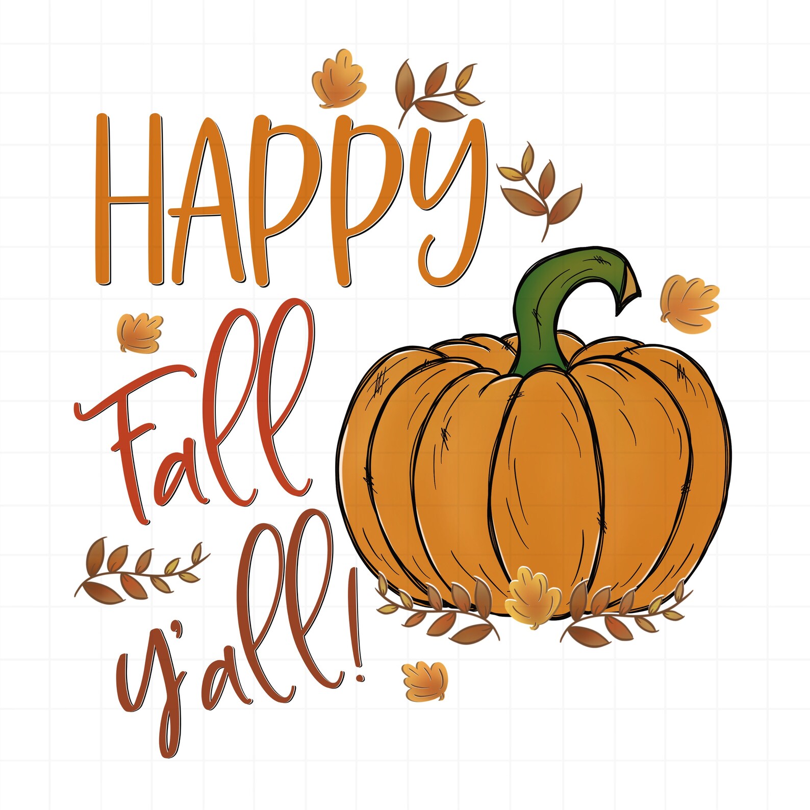 HAPPY FALL Yall Digital PNG Clipart Fall Pumpkin Printable Etsy