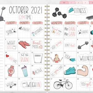 FITNESS Digital Stickers for GoodNotes, Exercise Pre-cropped Digital Planner Stickers, GoodNotes Stickers, Bonus Stickers image 7