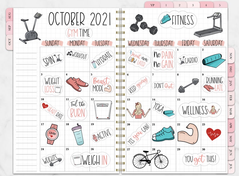 FITNESS Digital Stickers for GoodNotes, Exercise Pre-cropped Digital Planner Stickers, GoodNotes Stickers, Bonus Stickers image 7