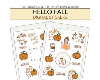 HELLO FALL Digital Planner Stickers | GoodNotes | iPad & Android | Bonus Stickers