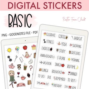 BASIC DAILY Digital Stickers for GoodNotes, Pre-cropped Digital Planner Stickers