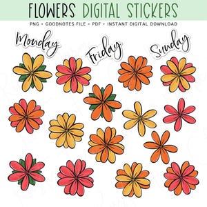 FLOWERS Digital Planner Stickers, GoodNotes Stickers