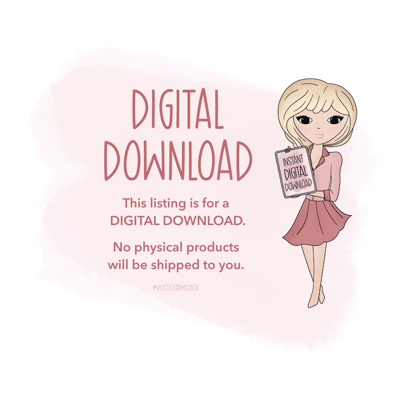 Puede incluir: Gr&aacute;fico de descarga digital con el texto "DESCARGA DIGITAL" en fuente rosa. La imagen incluye una caricatura de una mujer sosteniendo un letrero que dice "DESCARGA DIGITAL INSTANT&Aacute;NEA". El listado es para una descarga digital.