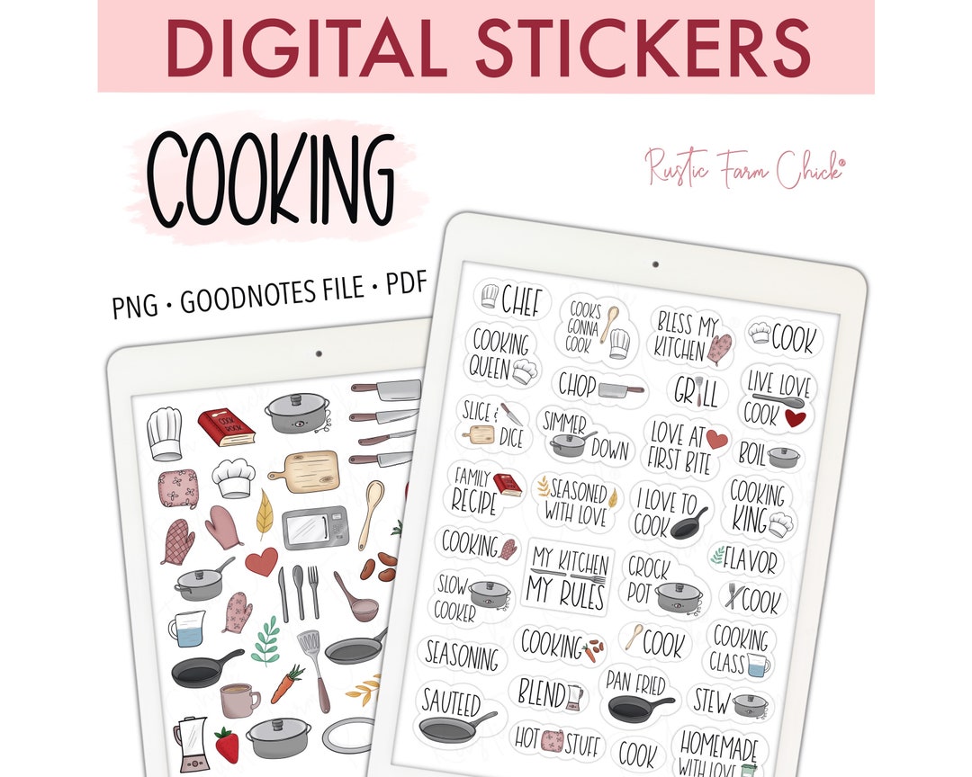 COOKING Digital Stickers for Goodnotes, Food Stickers, Kitchen Pre