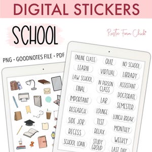 SCHOOL Digital Stickers for GoodNotes, Study Pre-cropped Digital Planner Stickers, GoodNotes Stickers, Bonus Stickers