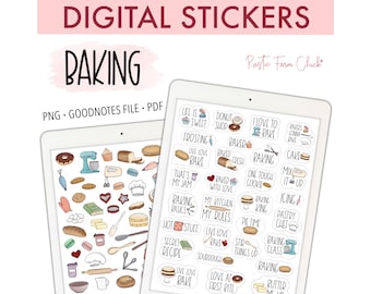 BAKING Digital Stickers for GoodNotes Planner, Bakery Pre-cropped Digital Planner Stickers, GoodNotes Stickers, Bonus Stickers
