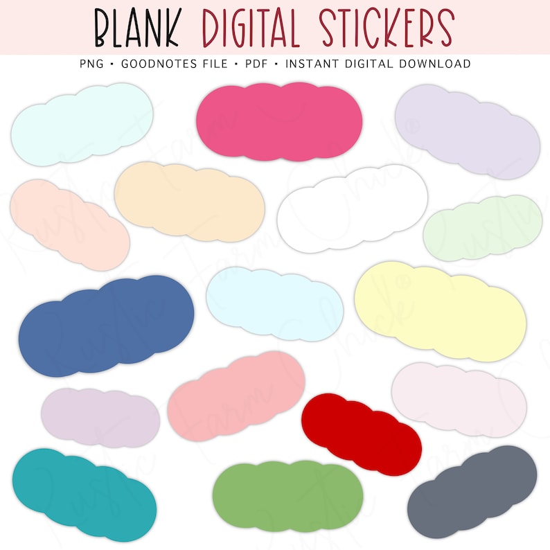 BLANK Digital Stickers, GoodNotes Stickers, Colorful Blank Pre-cropped Digital Planner Stickers image 6