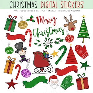 Christmas Digital Stickers: Holiday Planner, GoodNotes (PNG, PDF)