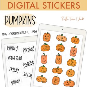 PUMPKIN Digital Stickers for GoodNotes, Pre-cropped Digital Planner Stickers, GoodNotes Stickers, Bonus Stickers