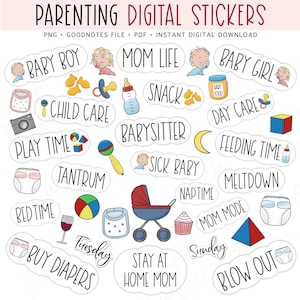 Parenting Digital Stickers: Mom Life Planner, GoodNotes (PNG, PDF)