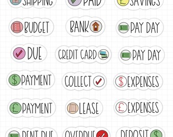 Kreditkarte/Budget Sticker, Icons - Text