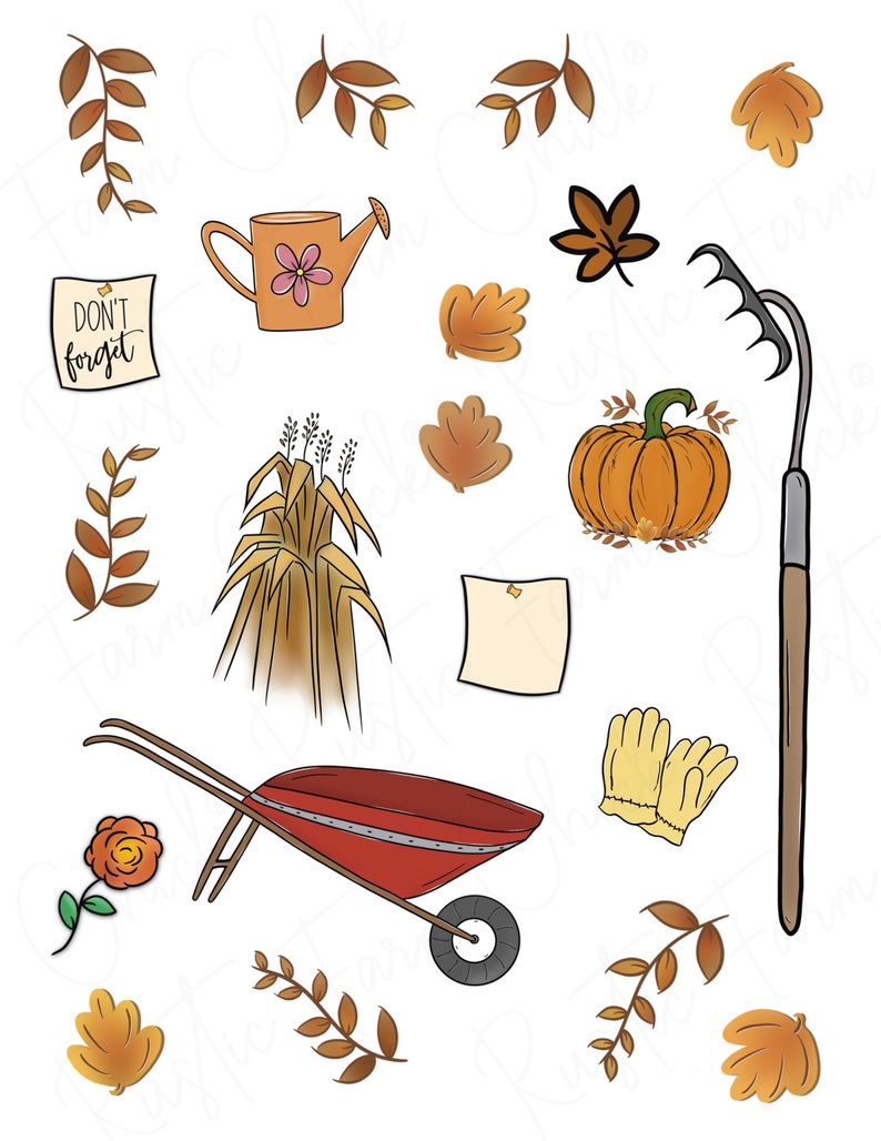 FALL SEASON Digital Stickers, Goodnotes Stickers, Autumn Pre-cropped ...