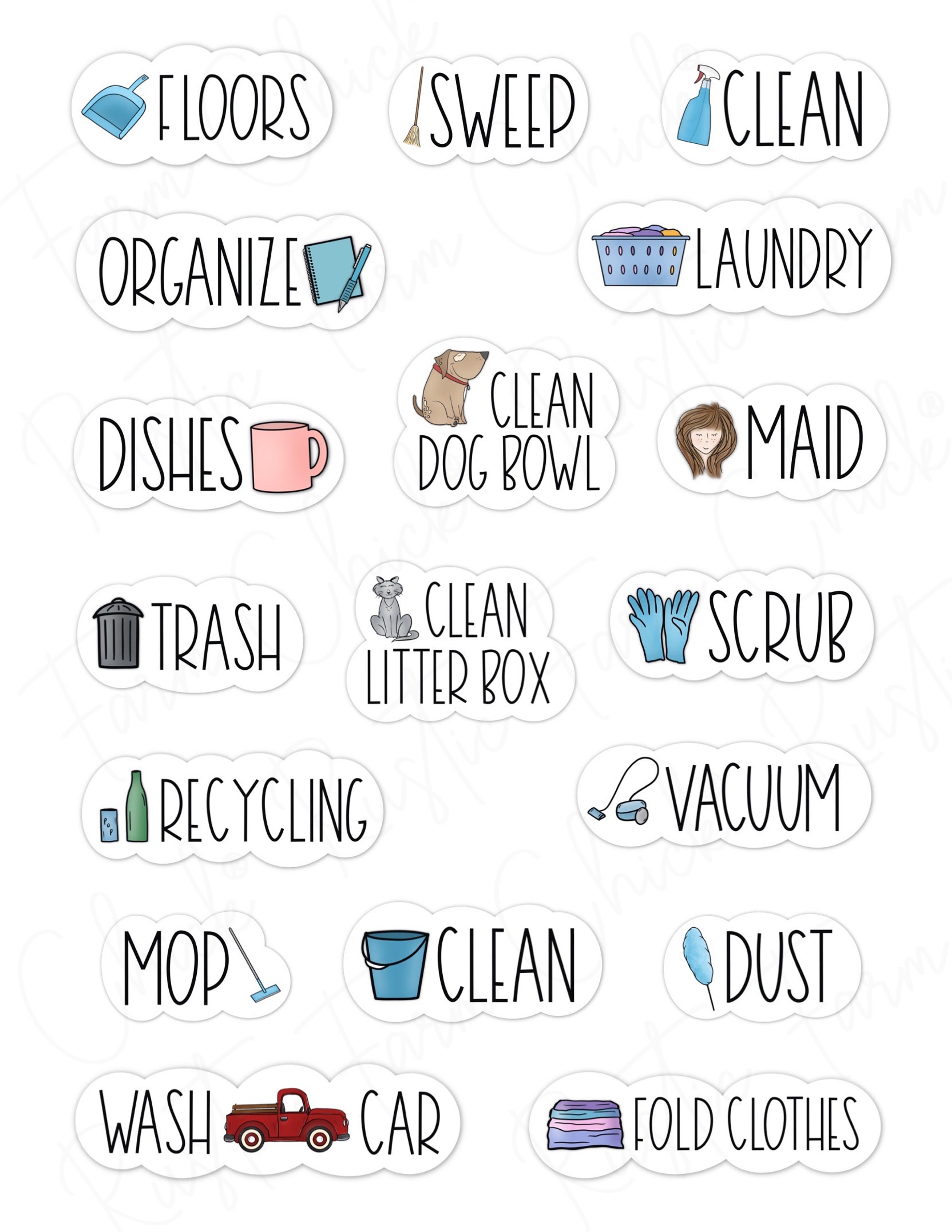 Clean Device Stickers CLEANING Digital Stickers, Pre-cropped Planner Stickers, Goodnotes, PNG ...