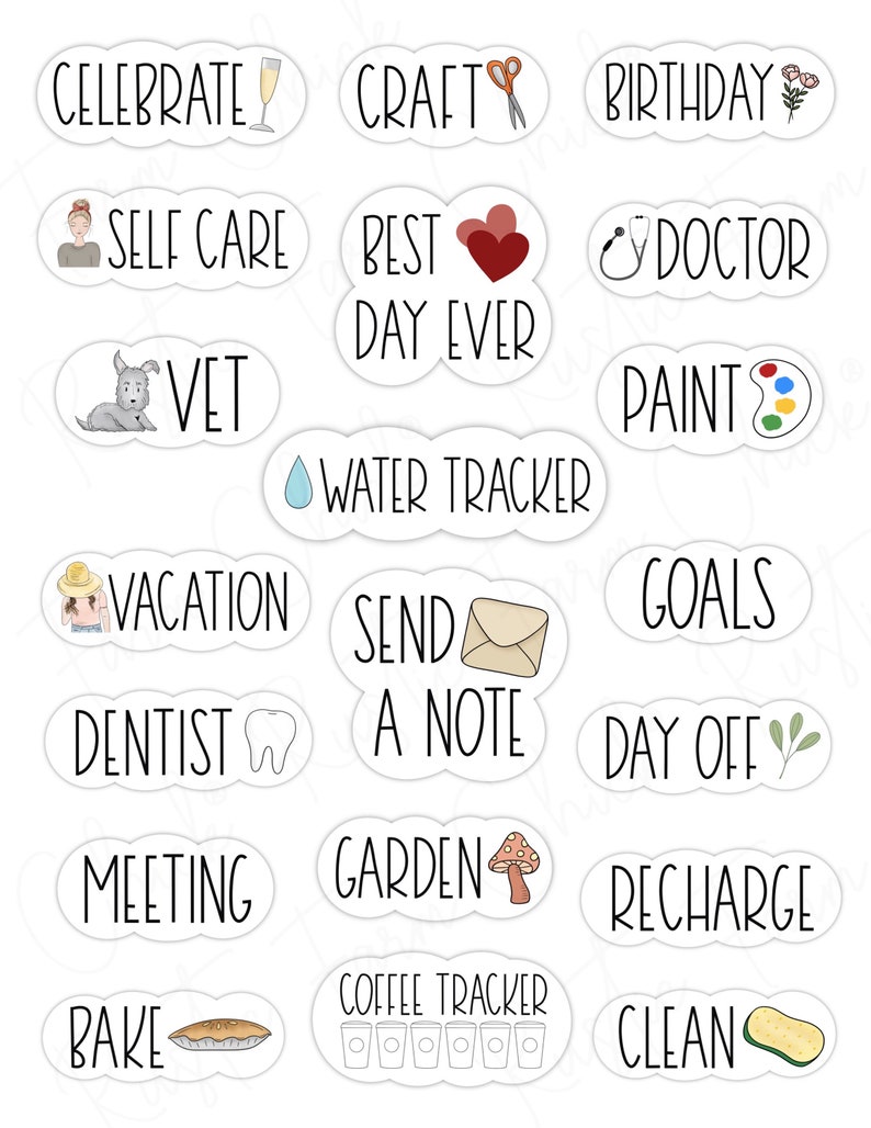 DAILY LIFE Digital Stickers for GoodNotes, Basic Pre-cropped Digital Planner Stickers, GoodNotes Stickers, Bonus Stickers image 2