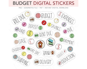BUDGET, Money, Bill Tracker, Finance, Pre-cropped Digital Planner Stickers, GoodNotes Stickers, Bonus Stickers