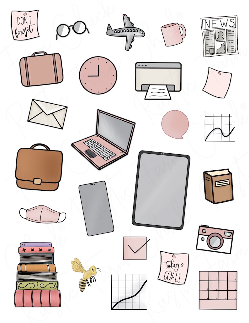 OFFICE WORK Digital Stickers for GoodNotes, Pre-cropped Digital Planner Stickers, GoodNotes Stickers, Bonus Stickers image 3