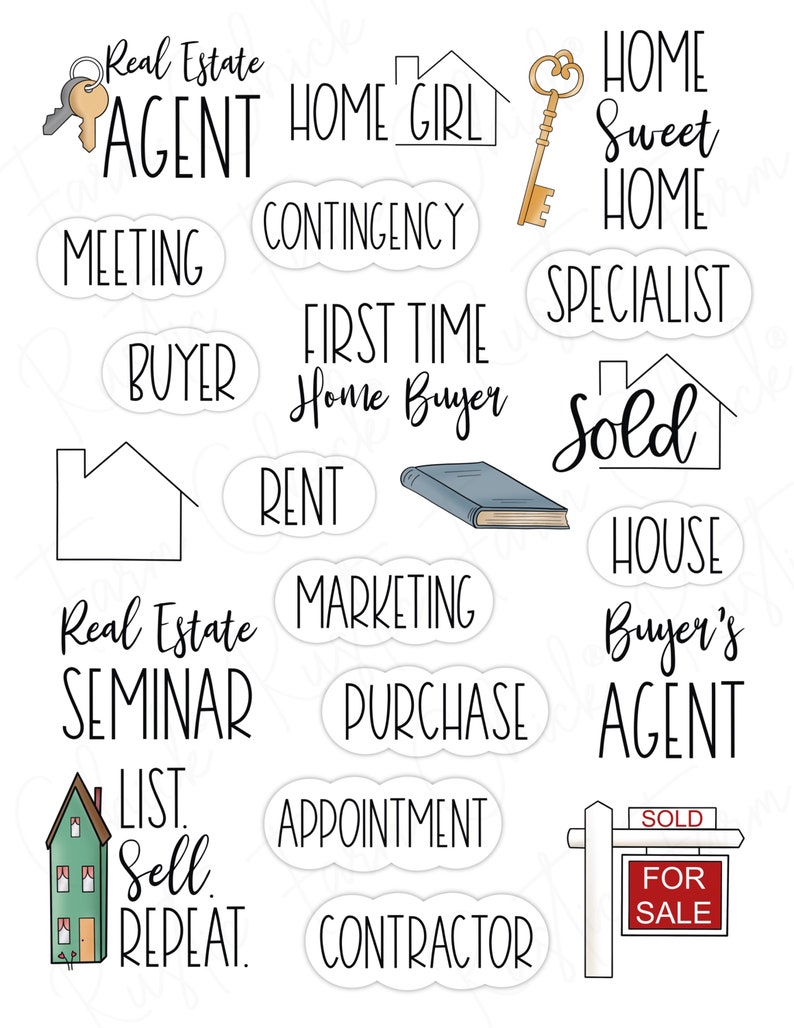 REAL ESTATE Digital Planner Stickers, Pre-cropped Digital Stickers for GoodNotes, Bonus Stickers image 3